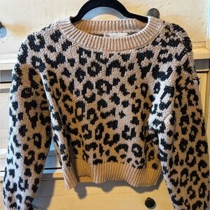 No Boundaries Leopard Print Sweater - Black and Cream